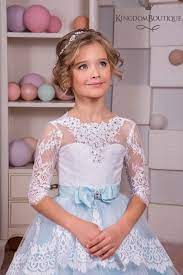 White And Blue Lace Flower Girl Dress Birthday Wedding Party Etsy Flower Girl Dress Lace Flower Girl Dresses Flower Girl Dresses Blue