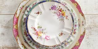 This set features a floral and flourish design in colors of pale yellow and light blue. Antique Dishes Vintage China Patterns