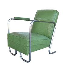 Tubular Chrome And Green Vinyl Lounge Chair C1950s Antique Lighting Retro Chair Chair