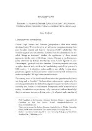 Pdf Book Review Gender Equality In Law Uncovering The Legacies Of Czech State Socialism By Barbara Havelkova