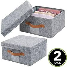 Mdesign Juego De 2 Cajas De Almacenaje Para Armario O Dormitorio Cesta Organizadora Plegable De F Organizadores De Armarios Armarios Cestas De Almacenamiento