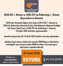 Osym 2020 Tus 1 Donem Ve 2020 Sts Tip Doktorlugu 1 Facebook