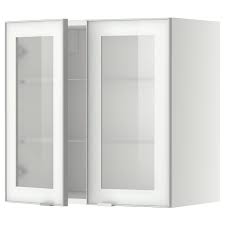 Küchenoberschrank küche kücheneinrichtung geschirrschrank hängeschrank hängend weiß 2 drehtüren 2 glastüren einlegeboden verstellbar. Metod Wandschrank Mit Boden 2 Glasturen Weiss Jutis Frostglas Ikea Deutschland