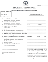 West Bengal State University Migration Form Fill Online Printable Fillable Blank Pdffiller