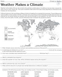Weather Makes A Climate Worksheet Weather Worksheets Science Worksheets Geography Worksheets
