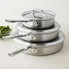 All Clad D5 Brushed Stainless Steel Saute Pans Cooking Set Saute Pan Brushed Stainless Steel