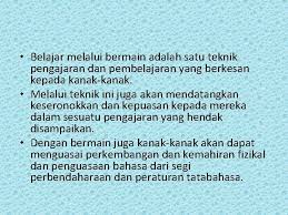 Keberkesanan pendekatan bermain dalam kemahiran mengenai huruf melalui permainan bahasa. Konsep Matlamat Dan Objektif Permainan Kanakkanak Mohd Rizal
