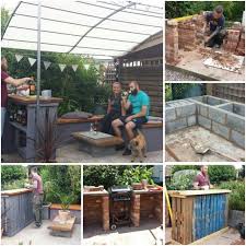Diy Outdoor Entertainment Area Industrial Chic Breeze Block Seating Brick Bbq Pallet Bar Outdoor Entertaining Area Brick Bbq Diy Outdoor