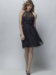 Black Bobbinet Shirred Illusion Neckline Cocktail Bridesmaid Dress Y Knee Length Bridesmaid Dresses Black Bridesmaid Dresses Chiffon Bridesmaid Dresses Short