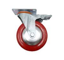 Rubber Caster Solid Wheels with Break 75mm 200 mm Swivel Caster Wheels  Industrial Black Heavy Duty 3 Inch Rubber Caster