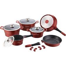 royalty line 369c set de cuisine 15pieces pierre rouge 15pieces batterie de cuisine casserole inox marbre