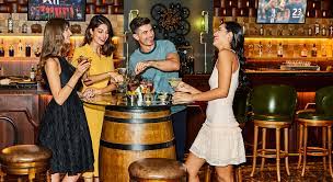 A bar is a long raised narrow table or bench designed for dispensing beer or other alcoholic drinks. Best Bars In Dubai Sports Shisha Bar Sofitel Dubai The Palm