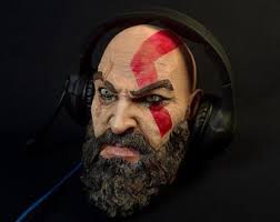 Kratos Headphone Stand: Hand-painted God of War Gaming Decor