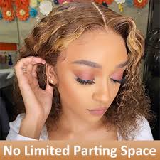 Amazon.com : CYNOSURE Honey Blonde Ombre Lace Front Wig Human Hair 13x5  Highlight Deep Wave Curly Wig 4/27 Colored HD Transparent Lace Front Wigs  Human Hair Pre Plucked with Baby Hair 180%