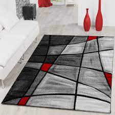 Im flur statt einem läufer mehrere runde teppiche kombinieren Teppiche Wohnzimmer Teppich Porto Mit Konturenschnitt In Grau Rot Schwarz Ebay