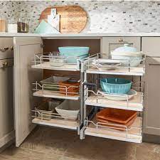 Pull out shelves are found in the kitchen cabinets, pantries, closets, offices, bathroom cabinets and vanities. Pullout 3 Tier Wire Pull Slide Pull Soft Close Blind Corner Optimizer Featuring Gray Or Maple Solid Bottom By Rev A Shelf Kitchensource Com