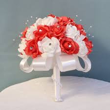 ✨ luxury silk bouquets made with a touch of crystals and pearls floral decor & personalised gifts www.pearlbouquets.com. Coral Wedding Bouquet Artificial White And Coral Rose Bouquet Pearls Vanrina