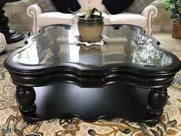 2 x 2 ft (.61 x.61 m). Stanley Furniture Co Wooden Glass Top Coffee Table