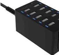 SABRENT 60 Watt (12 Amp) 10 Port [UL Certified] Family Sized Desktop USB  Rapid Charger. Smart USB Ports with Auto Detect Technology [Black] (AX-TPCS)