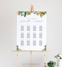 citrus wedding seating chart template printable orange