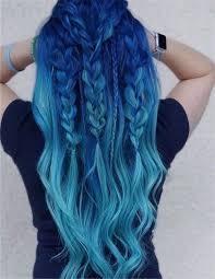 White Background Dark Blue To Light Blue Long Braided Wavy Hair Blue Shirt Dark Ombre Hair In 2020 Light Blue Hair Blue Ombre Hair Hair Color Blue