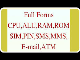 Computer full form with its parts full forms by alphabetically mentioned are as under. 10 Full Forms Of Computer Related Terms Full Forms Cpu Alu Ram Sms Atm By Easy 2 Know Smart Youtube
