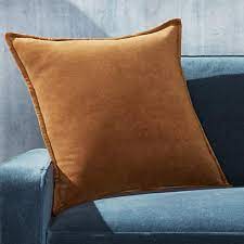 Mason velvet 14x20 lumbar pillow, cognac. Brenner Velvet Burnt Orange Pillow 20 Crate And Barrel