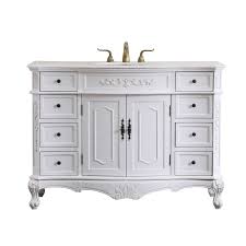 The antique bathroom cabinets are meticulously hand carved from 100% solid oak. 48 In Single Bathroom Vanity Set In Antique White Walmart Com Walmart Com