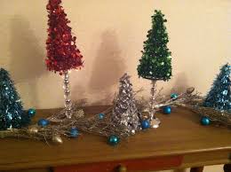 99 Cent Store Trees Sitting On Candle Sticks I Already Had At Home And 99 Cent Store Ornaments Dollar Store Crafts 99 Cent Store Dollar Stores