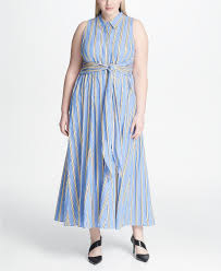 Tommy Hilfiger Plus Size Regent Stripe Tie Front Dress Reviews Dresses Plus Sizes Macy S Tie Front Dress Macys Fashion Plus Size Dresses
