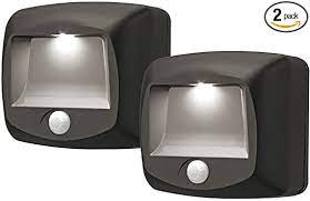 Porch lights make your home warm and welcoming. Mr Beams Mb522 Wireless Battery Operated Indoor Outdoor Motion Sensing Led Step Stair Light 2 Pack Brown Solar Powered Motion Sensor Step Lights Amazon Com
