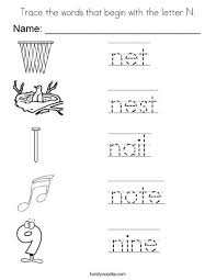 Trace The Words That Begin With The Letter N Coloring Page Lettering Letter N Kids Handwriting Practice