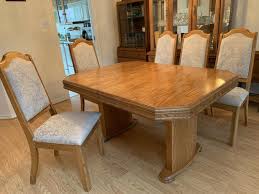 The star of the heritage set is an attractive 42 x 66 solid oak table. Solid Oak Dining Table Six Chairs Hutch Classifieds For Jobs Rentals Cars Furniture And Free Stuff