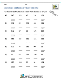 ordering numbers worksheets up to 1000
