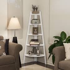 Danya B White 5 Tier Corner Ladder Display Bookshelf Apartment Decor Home Interior