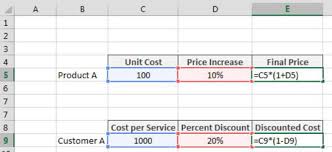 applying a percent increase or decrease to values in excel