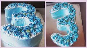 Simple anniversary cake design blue. Number Cake Number 3 Birthday Cake Step By Step Cake Recipe Baby Boy Cake Youtube