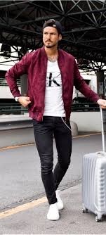 Stunning Street Style Ways To Wear Bomber Jacket Bomber Jacket Outfit Red Jacket Men Red Bomber Jacket Outfit