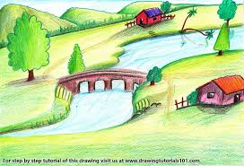 Popular drawing river of good quality and at affordable prices you can buy on aliexpress. Village With River Colored Pencils Drawing Village With River With Color Pencils Drawingtutorials101 Com
