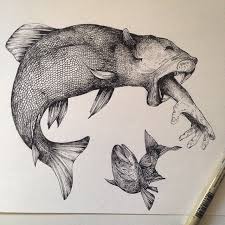 Tiger Fish Illustration Ink Illustration Drawing Ink Tattoo Watercolor Nature Baby Pen Flower Hand Art Drawings Sketches Drawings Fish Illustration