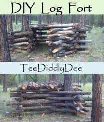 Building a fort in the woods with scrap material and logs. How To Build A Log Fort Or Clubhouse In The Woods Teediddlydee Fort In The Woods Shelters In The Woods Outdoor Forts
