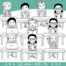 Students in classroom clipart black and white. Middle School Teen Kids In Class Clip Art By Clever Cat Creations