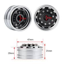 Metal Front Rear Wheel Hub Rims with Rubber Tires for Tamiya 1/14 RC  Trailer Car
