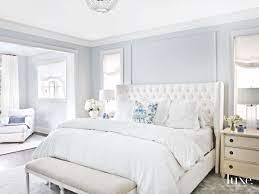 To recreate this bedroom paint idea, choose a soft white paint for the walls and ceiling, and even the floor if you have been blessed with lovely floorboards. This Perfectly Proportioned Chicago Home Stops People In Their Tracks Luxe Interiors Design Blue Bedroom Walls Blue Master Bedroom Blue Room Decor
