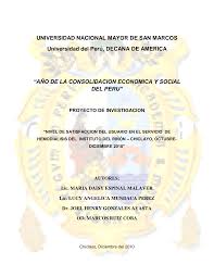 UNIVERSIDAD NACIONAL MAYOR DE SAN MARCOS Universidad del Perú, DECANA DE  AMERICA “AÑO DE LA CONSOLIDACION ECONOMICA Y SOCIAL
