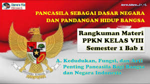 Proses pencapaiannya melalui pembelajaran sejumlah mata pelajaran yang dirangkai sebagai suatu kesatuan yang saling mendukung pencapaian kompetensi tersebut. Rangkuman Materi Ppkn Kls 8 Sem 1 Bab 1 Pancasila Sebagai Dasar Negara Pandangan Hidup Bangsa A Youtube