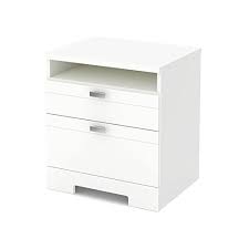 Metal slides with safety stops on. South Shore Reevo 2 Drawer Nightstand Pure White With Matte Nickel Handles Buy Online In Bahamas At Bahamas Desertcart Com Productid 13113977