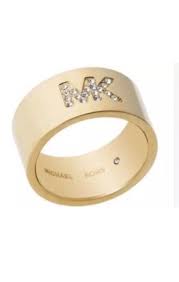 Nwt Michael Kors Women S Fulton Mk Logo Gold Tone Ring Mkj4690 Crystals Size 7 Ebay Crystal Logo Gold Tone Ring Michael Kors