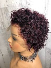 Women Short Style Lace Front Wig in Burgundy