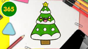 Dessin de noel facile et kawaii. Comment Dessiner Une Sapin De Noel Kawaii Dessins De Noel Facile Youtube